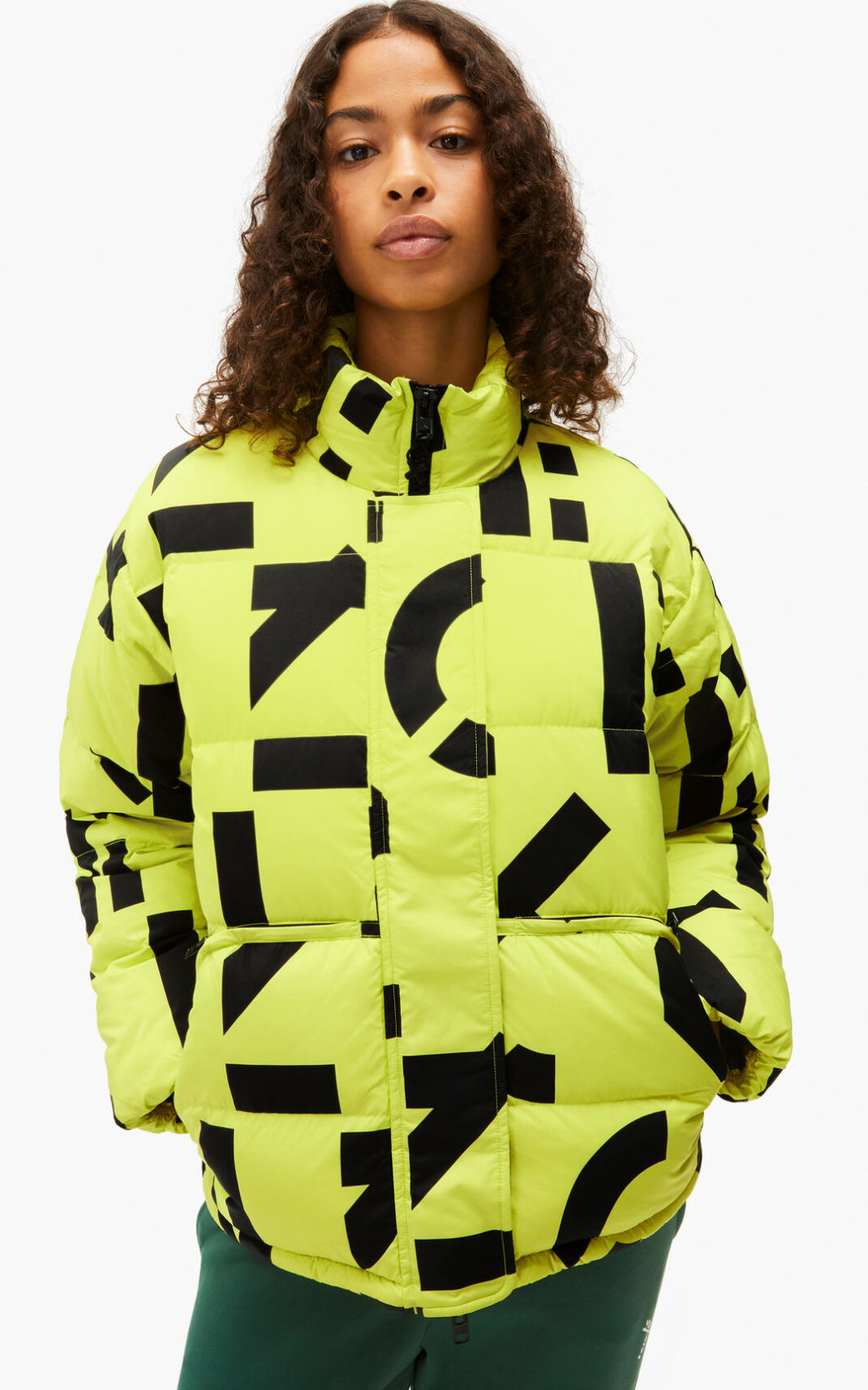 Kenzo Sport monogram Kaz Tüyü Mont Bayan Açık Yeşil | 2695-YUJBV